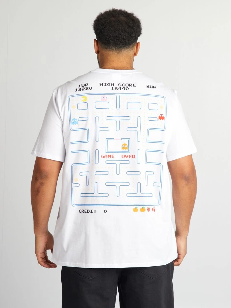 Tee shirt 'Pac Man' à col rond blanc