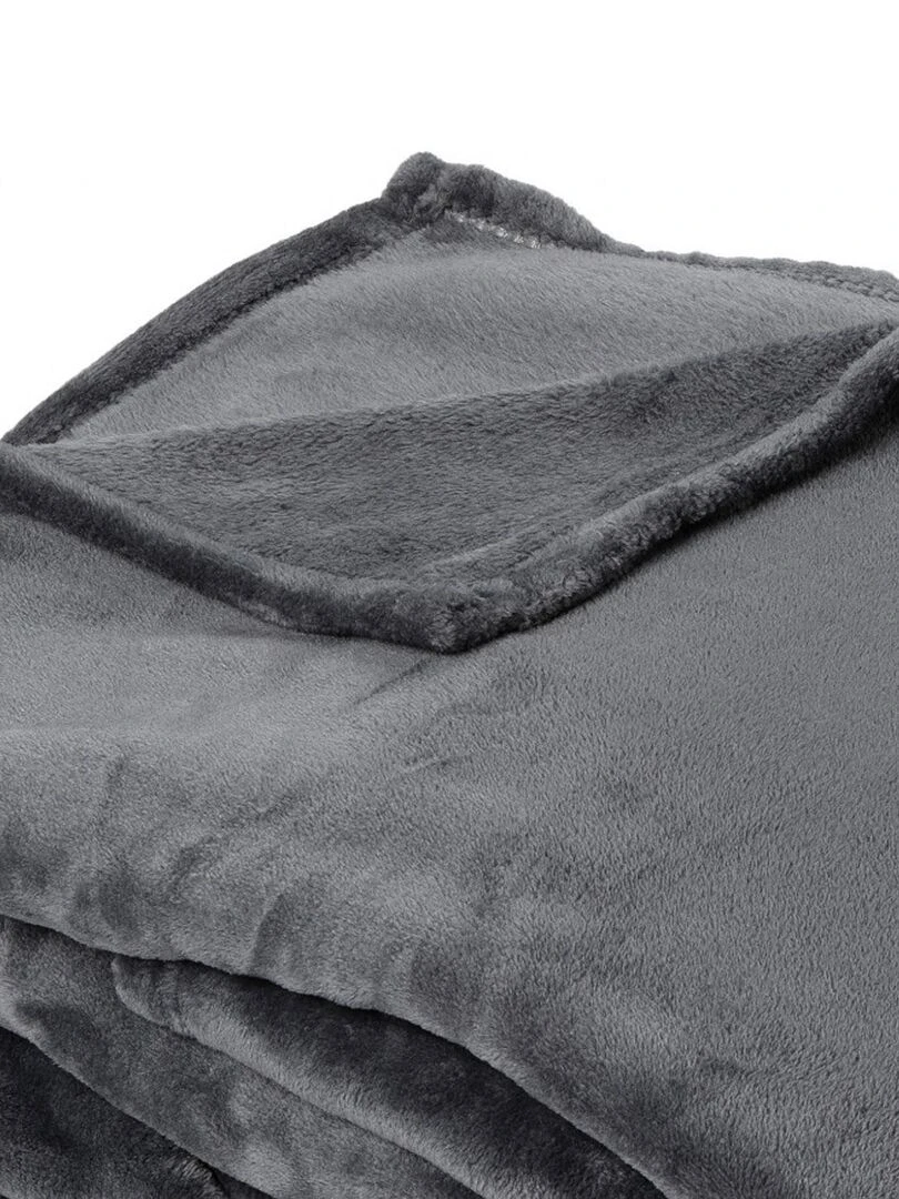 Couverture Unie en Micro Velours gris anthracite