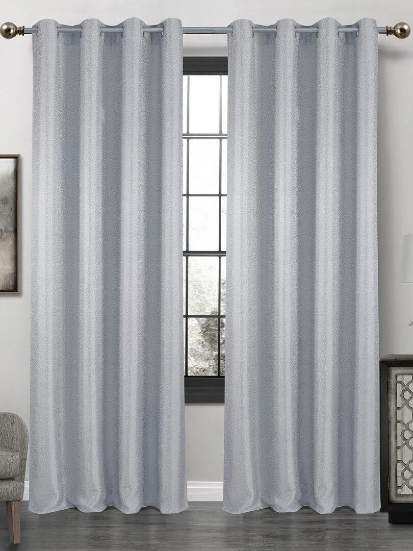 Paire de rideaux obscurcissant à point blanc Gris clair