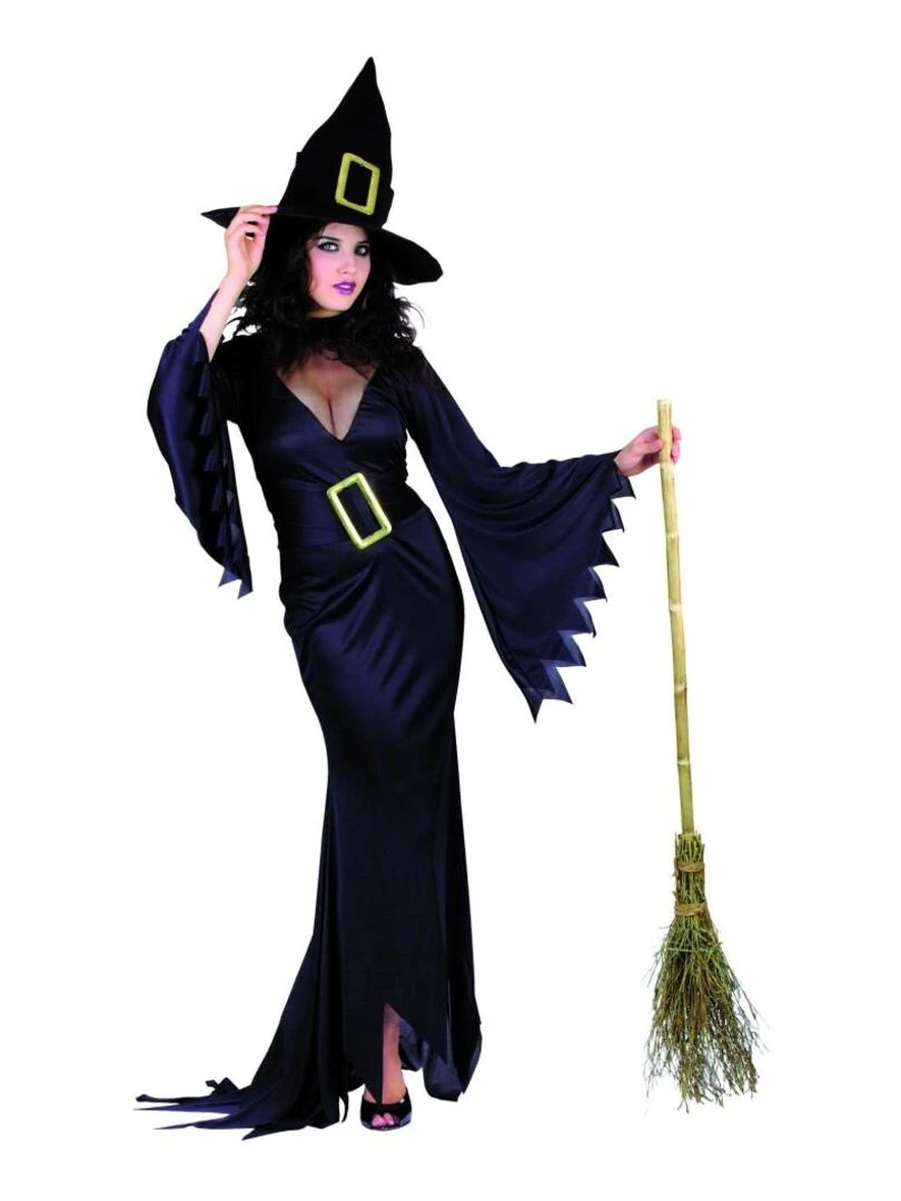 Déguisement Sorcière Halloween Femme Luxe Noir Noir