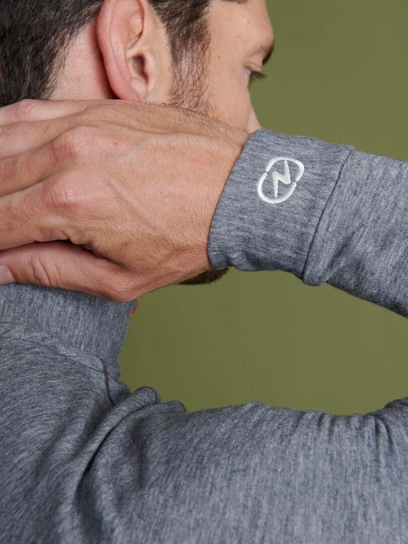 T shirt col zippé Comfort Thermolactyl 5 homme   DamartSport   Gris chiné