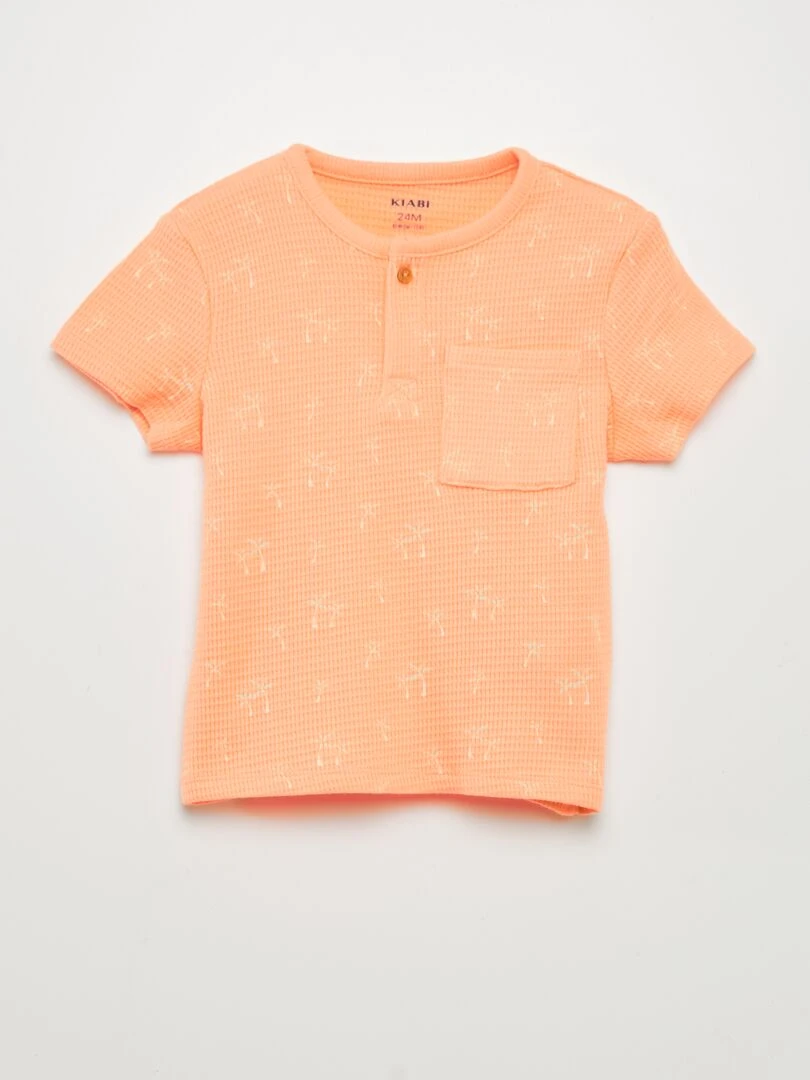 Pyjama short 2 pièces en nid d'abeille   Orange