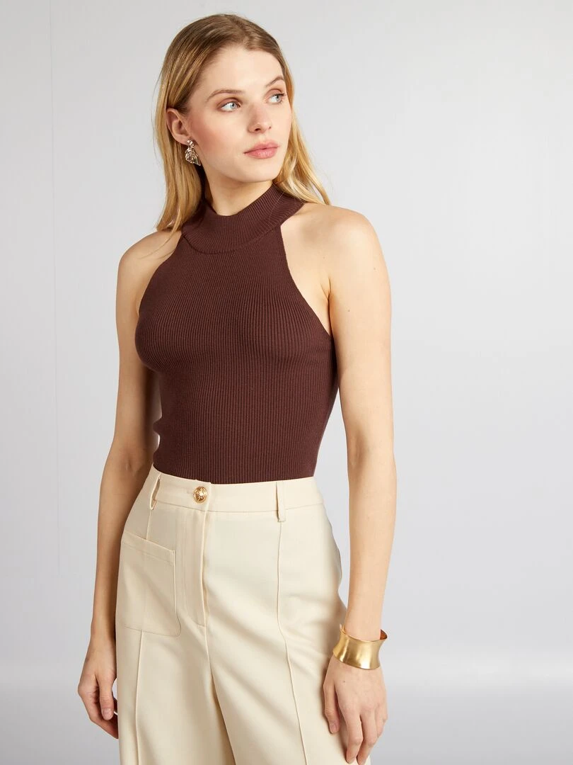 Pull sans manches Marron