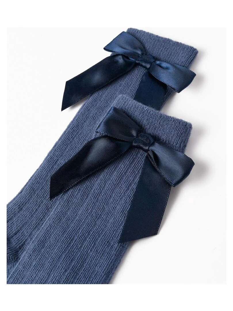 Chaussettes hautes côtelées avec nœud pour bébé fille ROYALS OFF DUTY Bleu