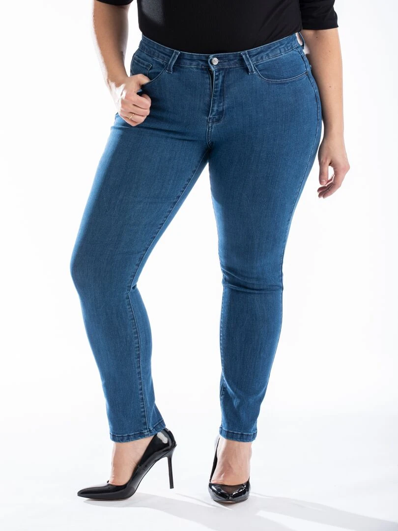 Jeans slim taille haute stretch OBS7 'OBER' Bleu