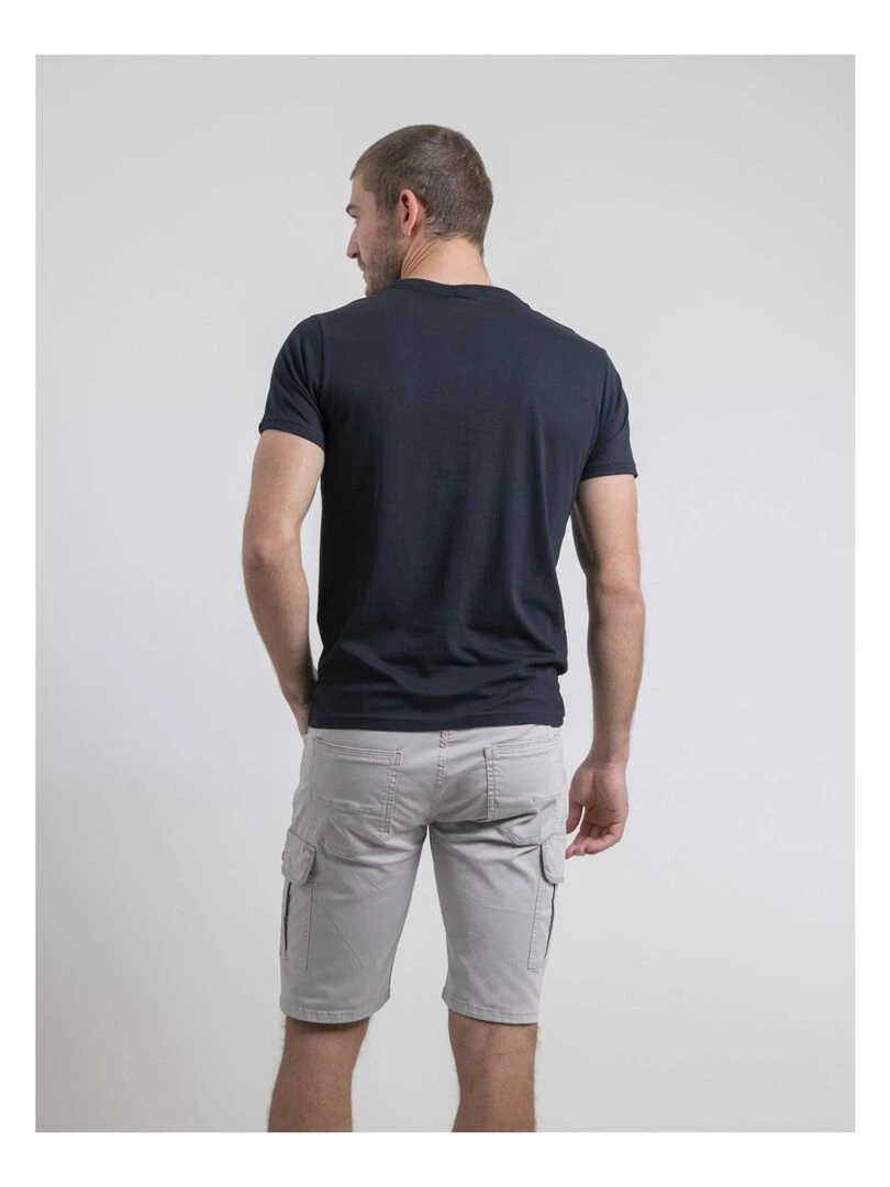 T shirt col rond pur coton NELORIC Bleu marine