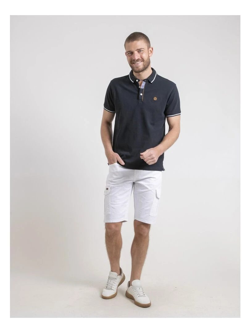 Polo manches courtes pur coton PEPILAN   Bleu marine