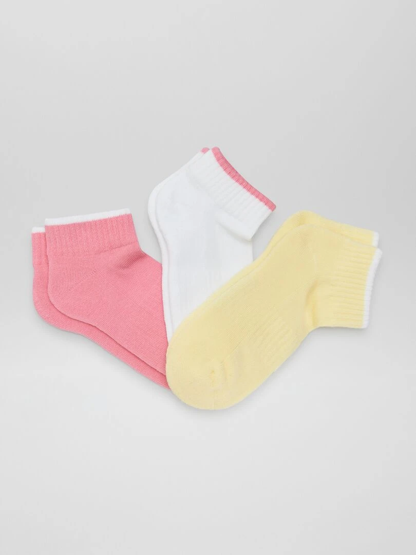 Chaussettes courtes de sport Jaune/rose/blanc