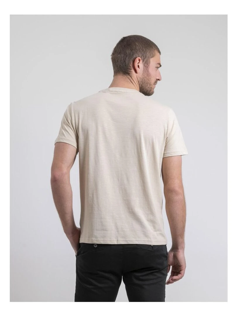 T shirt col rond pur coton NAPAMOX Beige