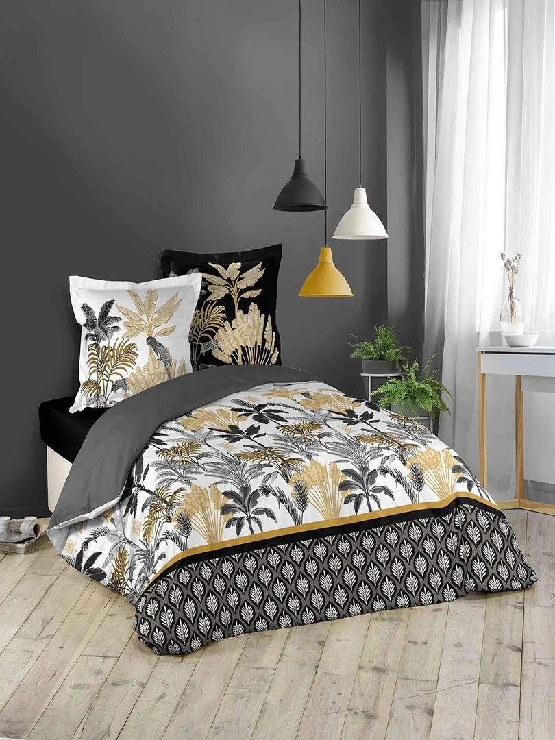 Housse de couette 220x240 + 2 taies Karaba coton Gris