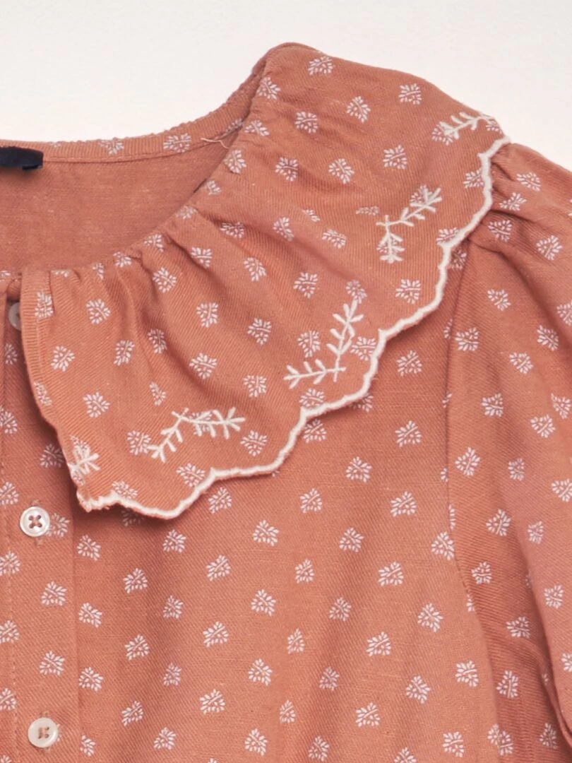 Robe style rétro en lin   Rose saumon