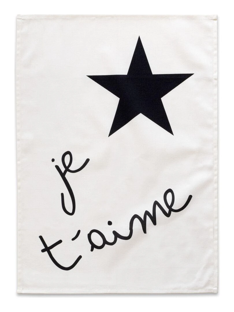 Torchon (2 pièces) Amour "Happyfriday"   Blanc