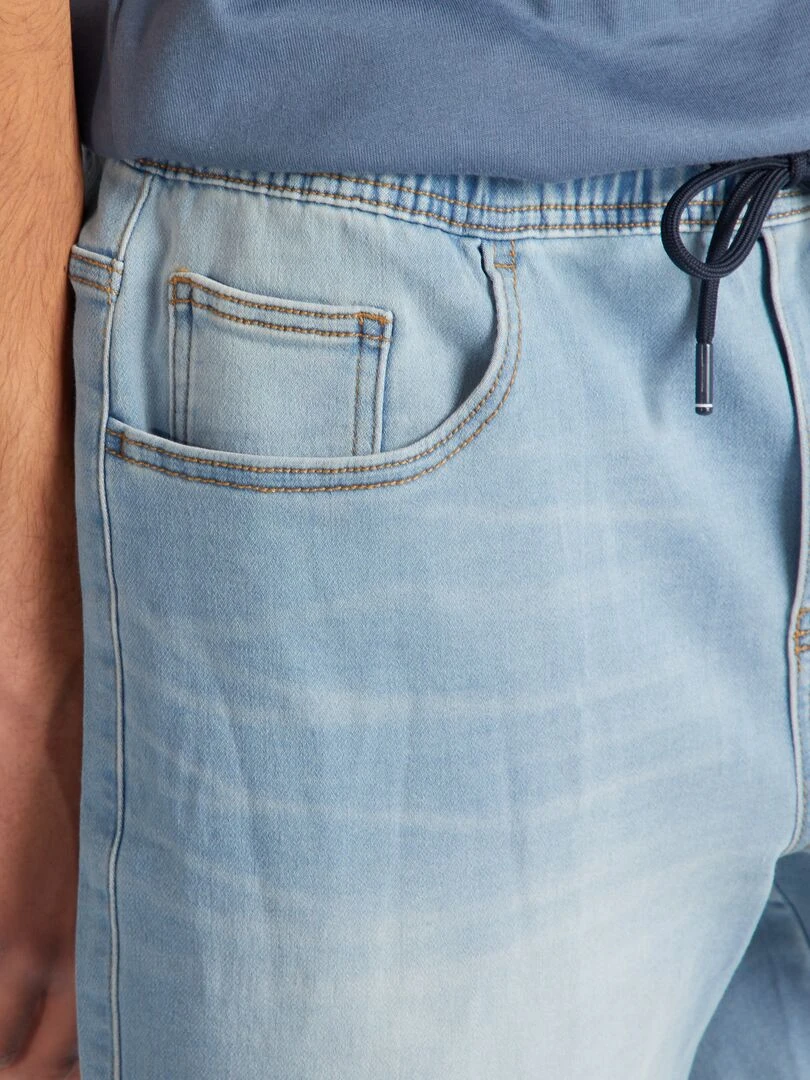 Bermuda en jean à taille élastiquée   Triple stone