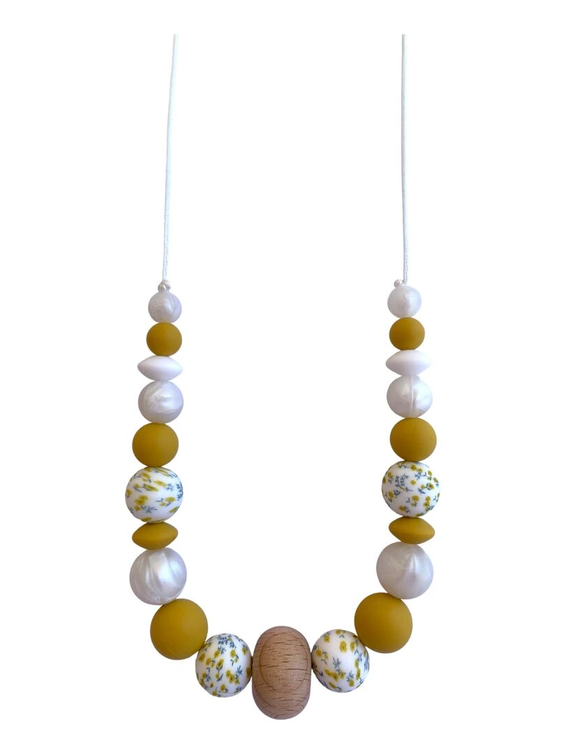 Collier d'allaitement ou de portage silicone 'Mimosa' Jaune moutarde