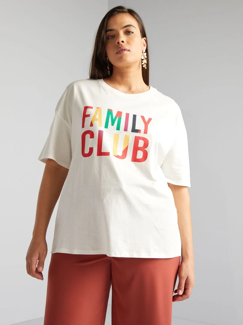 T shirt 'famille' manches courtes   Blanc 'family club'