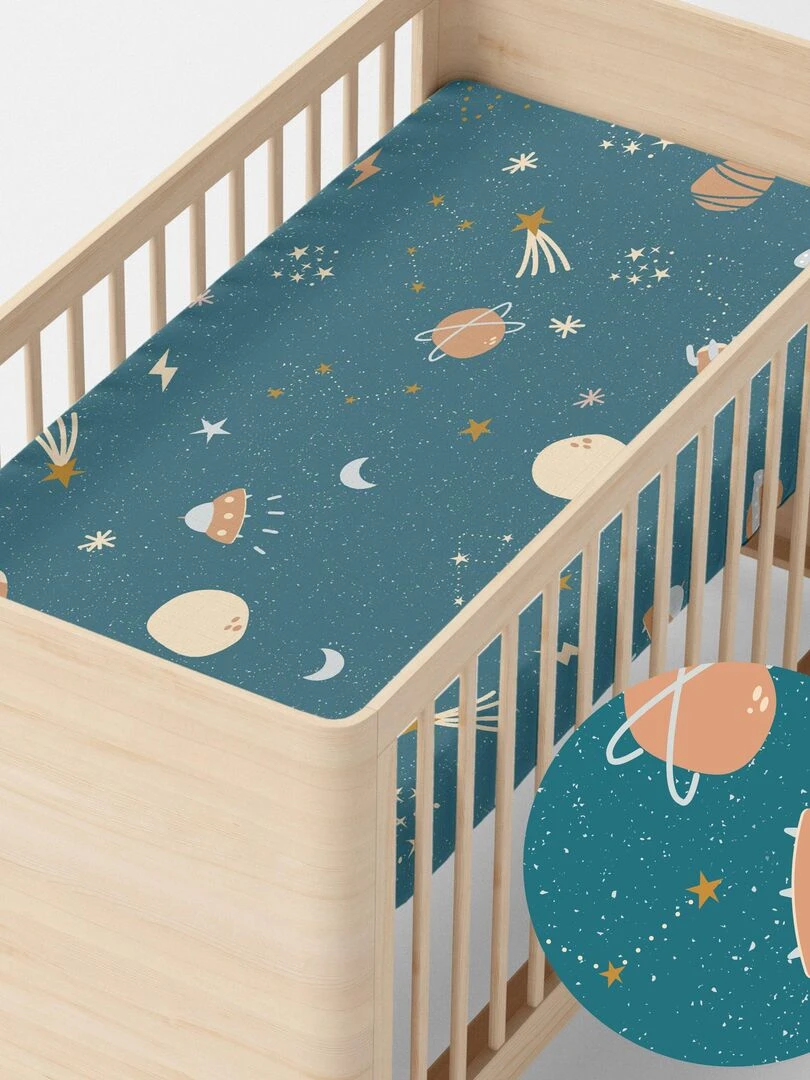 Drap housse Mini universe Berceau "Happyfriday" Multicolore