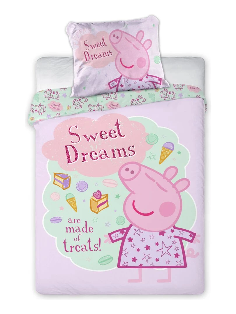 Parure de Lit Bébé Coton Peppa Pig Rose