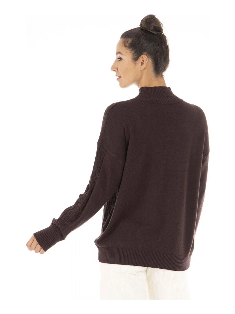 Pull col roulé PEPA   Gérard Pasquier   Marron foncé