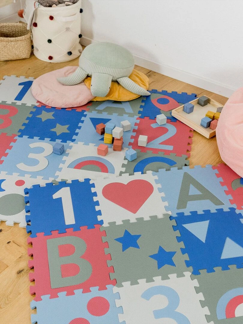 Tapis de jeu Nora   Bleu Rouge Gris