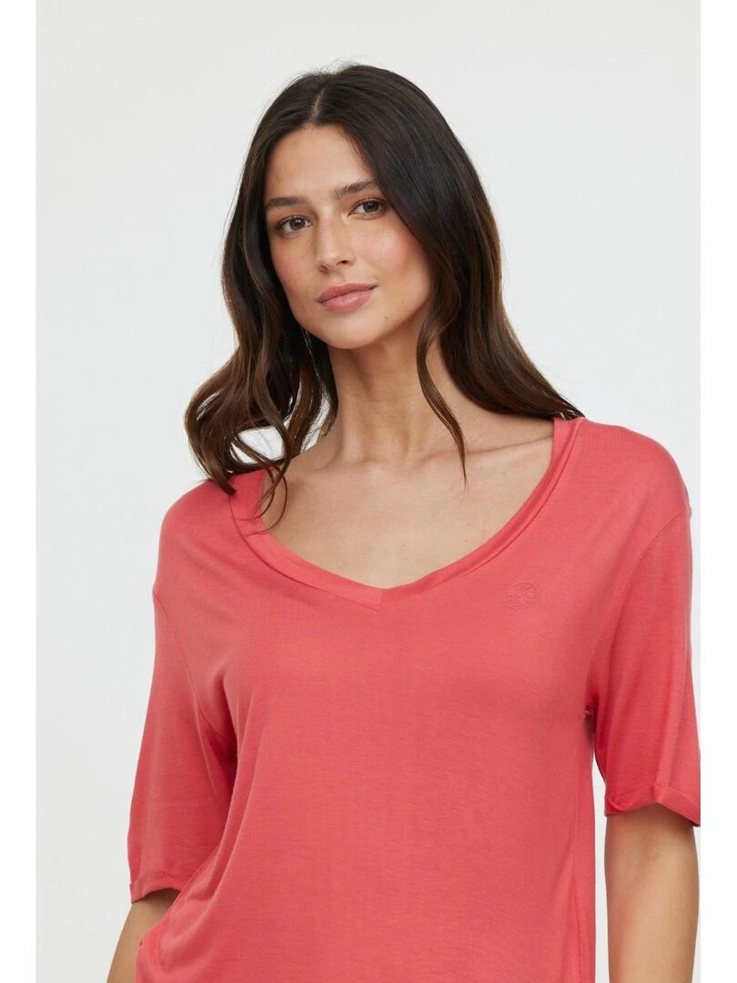 Lee Cooper   T Shirt manches courtes viscose regular ADOUNA M   Rouge