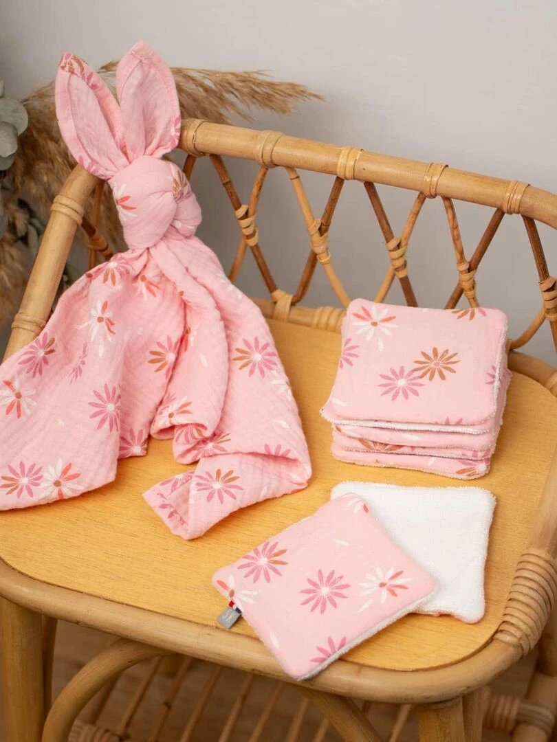 Lingettes bébé lavables 8 pièces Rosella Rose