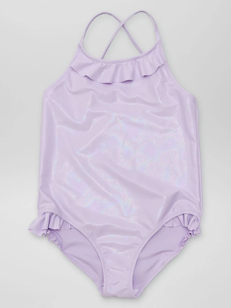 Maillot de bain pailleté et volanté 1 pièces Violet