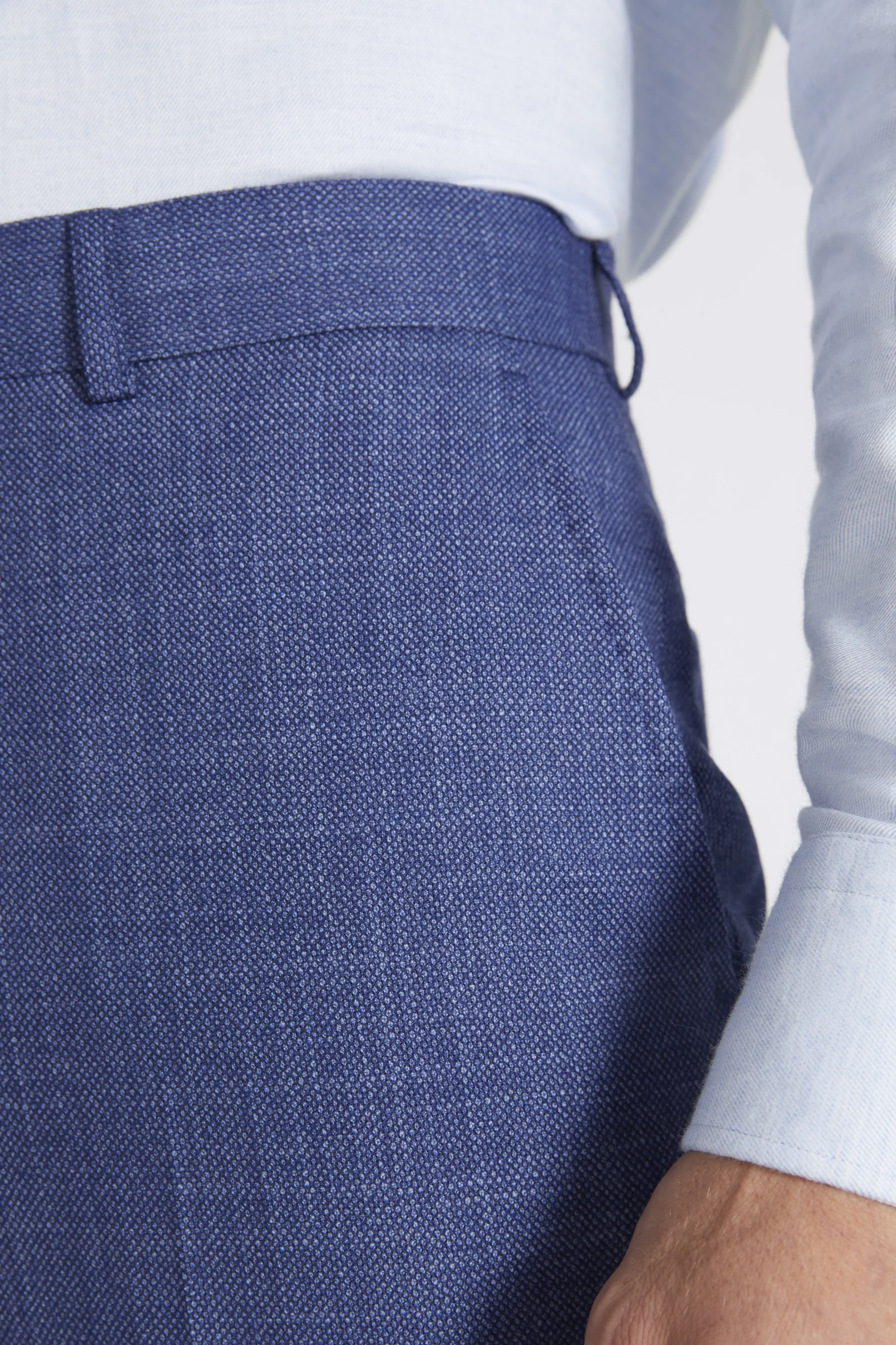 Regular Fit Blue Birdseye Trousers   Buy Online at Moss