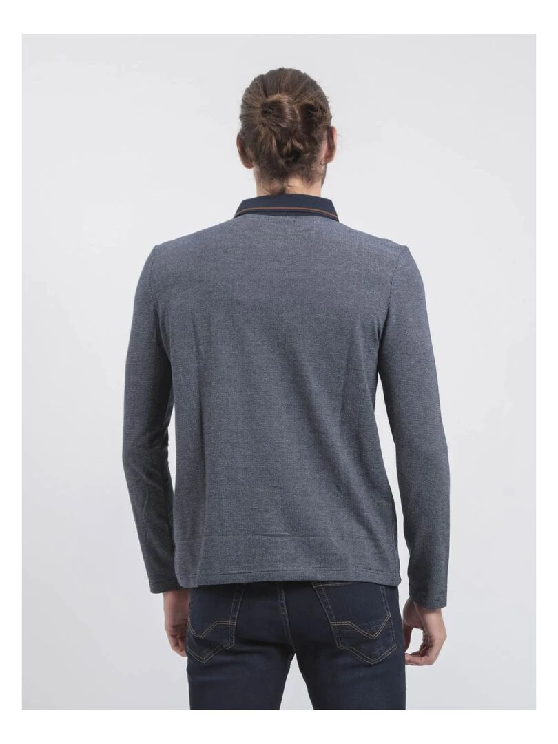 Polo manches longues pur coton PRISTOBAL Bleu marine