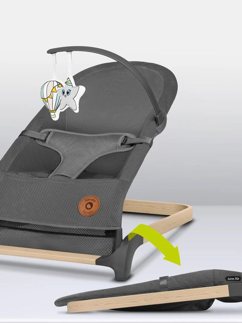 LIONELO June Air   Transat bébé   Mouvement naturel de balancement   Circulation d'air parfaite   Gris
