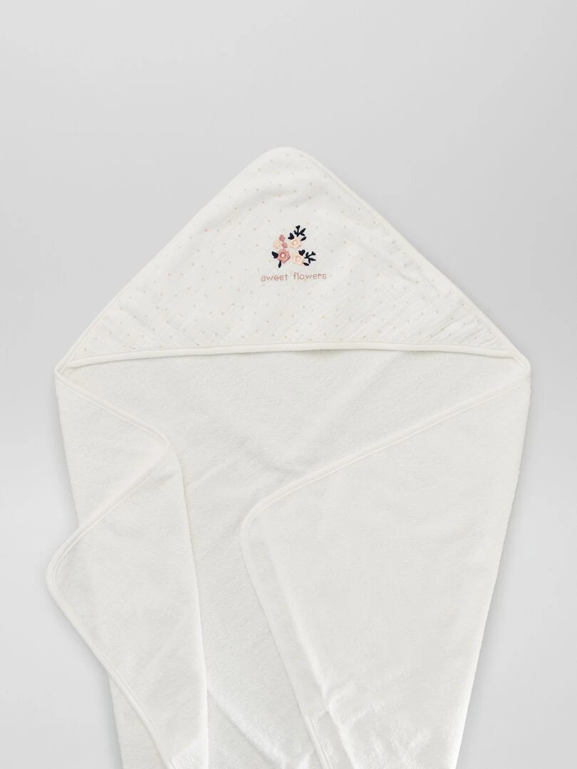 Cape de bain + gant de toilette   2 pièces   Blanc