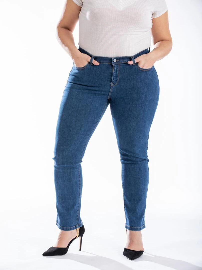 Jeans coupe droite taille haute denim OBR8 'OBER' Bleu