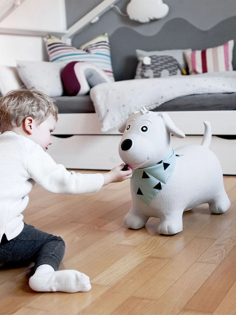 Animal sauteur gonflable en plastique chien   Gris foncé