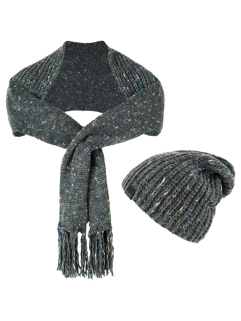 Ensemble Echarpe Bonnet Cabra Made in UE Gris foncé