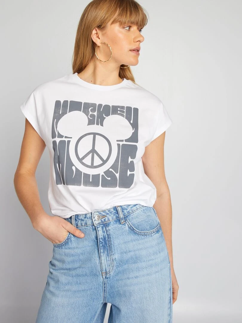 T shirt oversize style hippie 'Mickey' de 'Disney' Blanc
