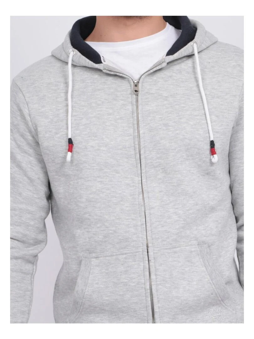 Sweat zippé capuche WAMS   Gris clair