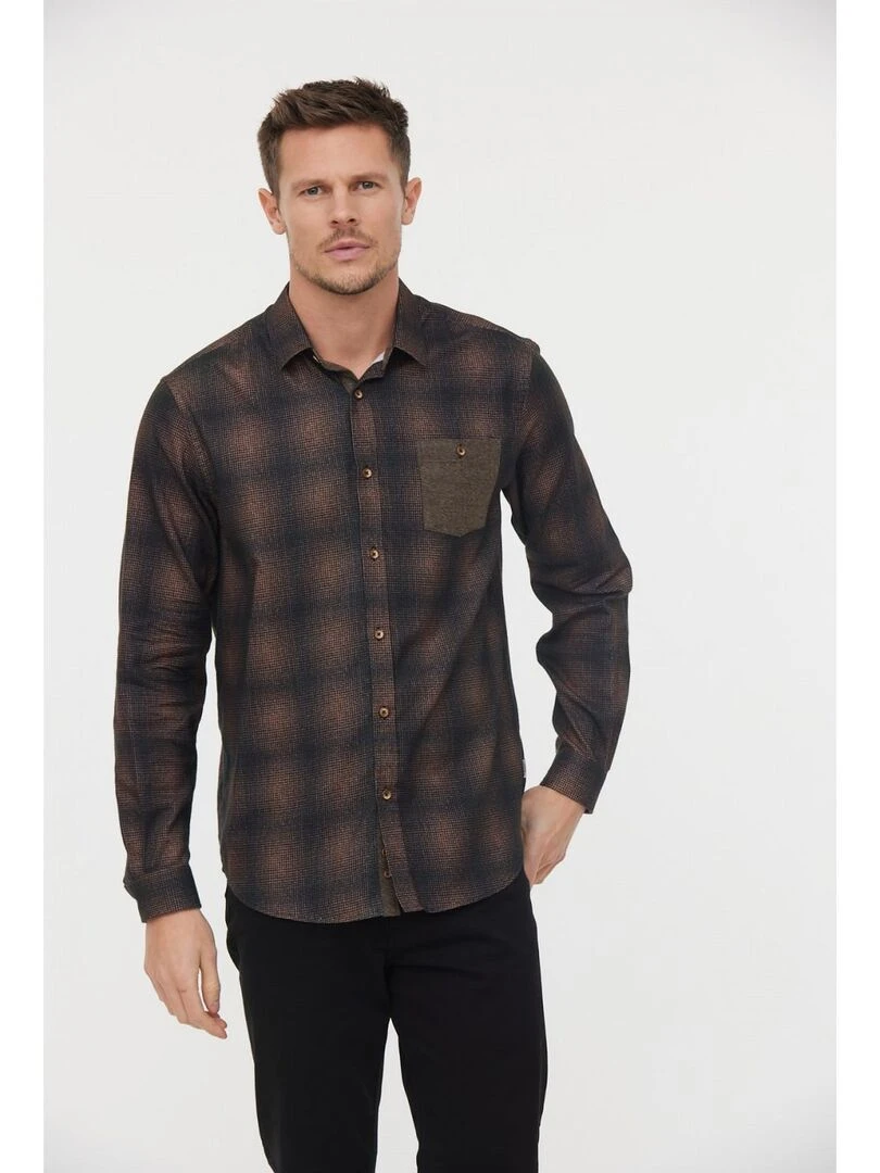 Lee Cooper Chemise manches longues coton regular DRATY Marron