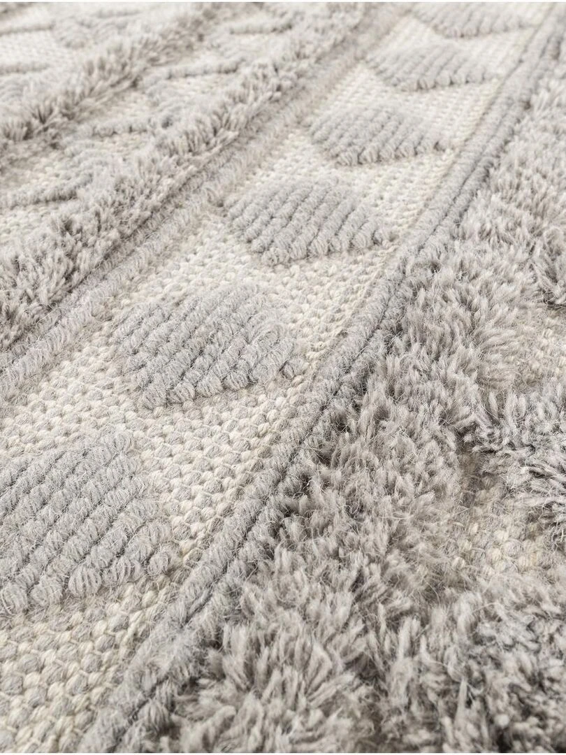 Tapis salon TINCA tissé en laine Gris
