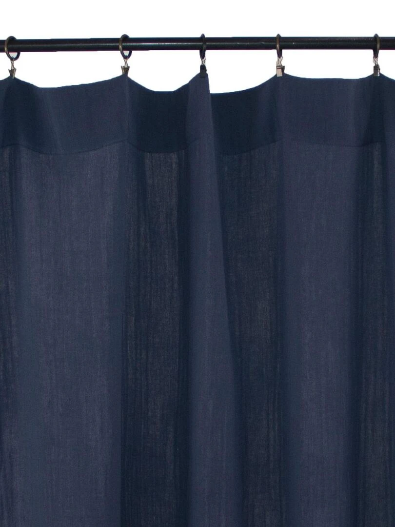 Voilage uni avec œillets et clips   Bleu marine