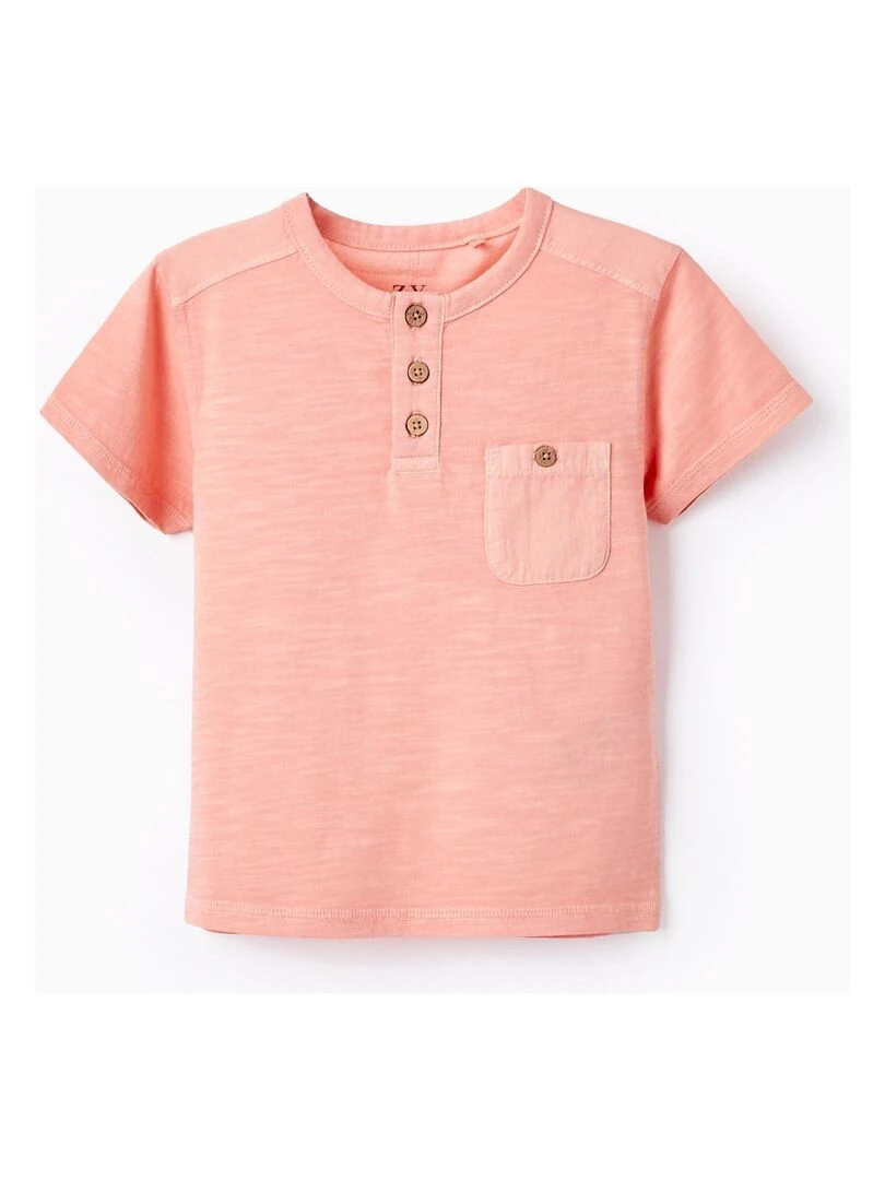 T shirt en Coton avec Poche pour Bébé Garçon manches courtes Rose