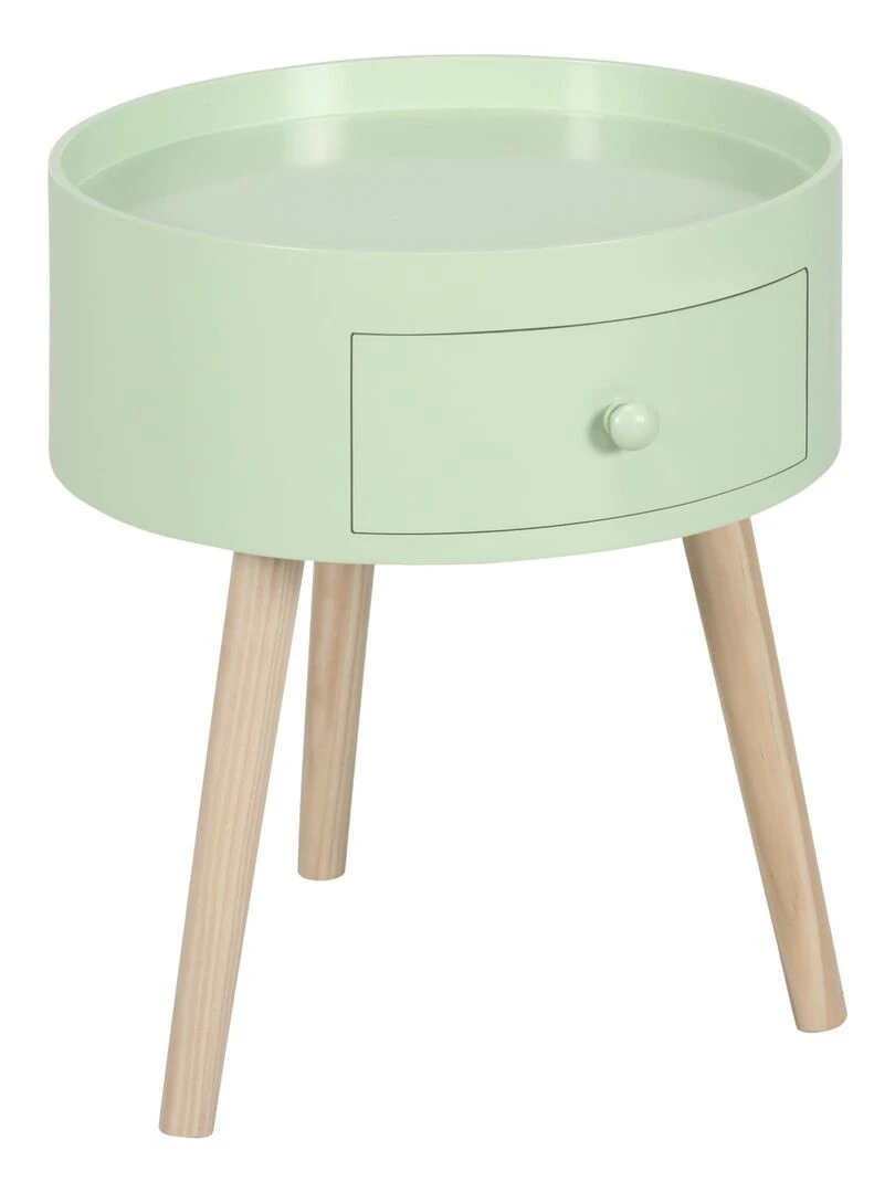 Chevet table de nuit ronde 1 tiroir design scandinave bicolore Vert
