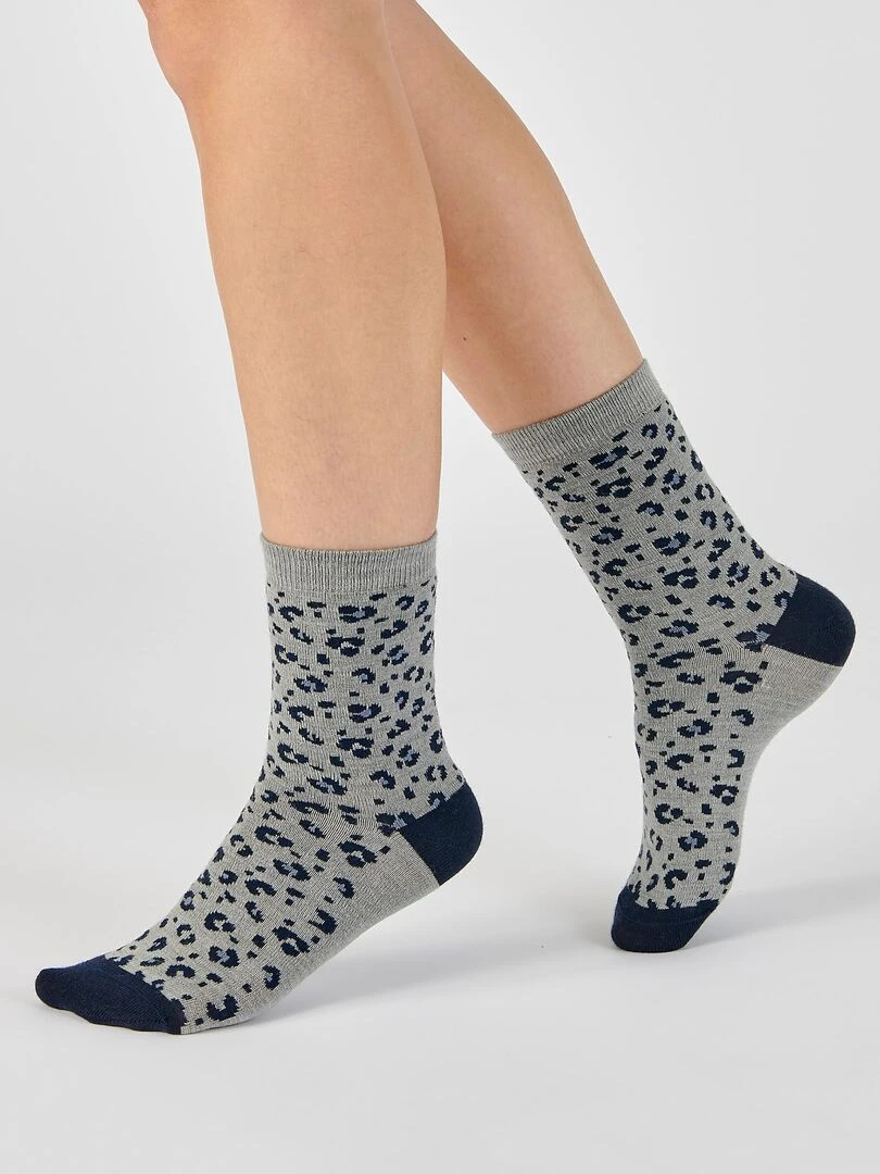 Lot de 3 paires de mi chaussettes maille jacquard mélange laine et Thermolactyl   Damart   Bleu