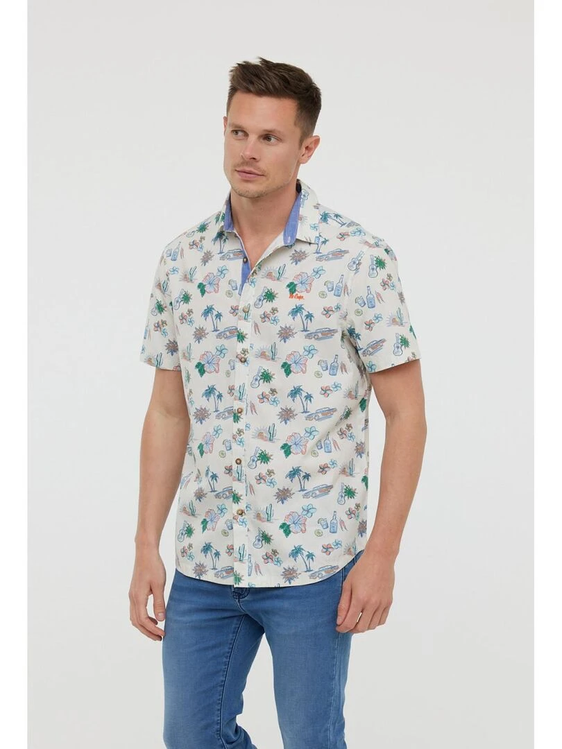 Lee Cooper   Chemise manches courtes coton relaxed DIEGO MC   Beige