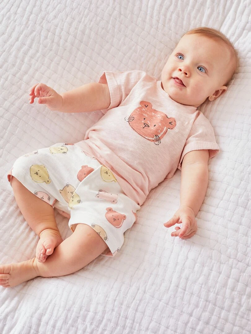 Set t shirt + short en coton BIO terry Noukie's Rose