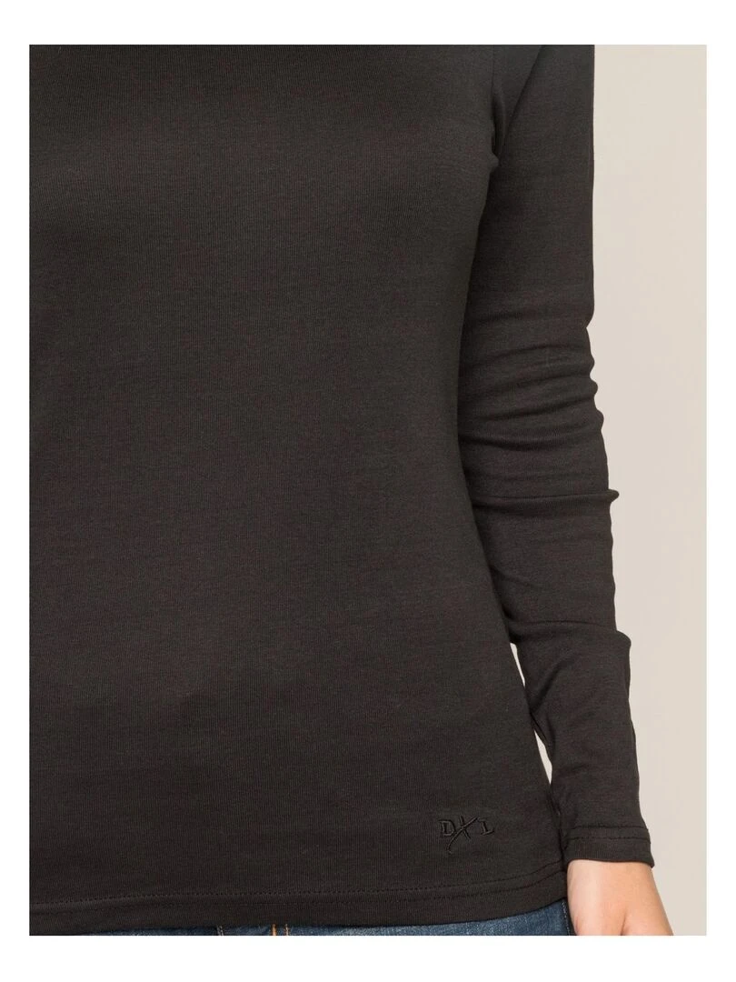 Sous pull col roulé pur coton organique FUSEE   Noir