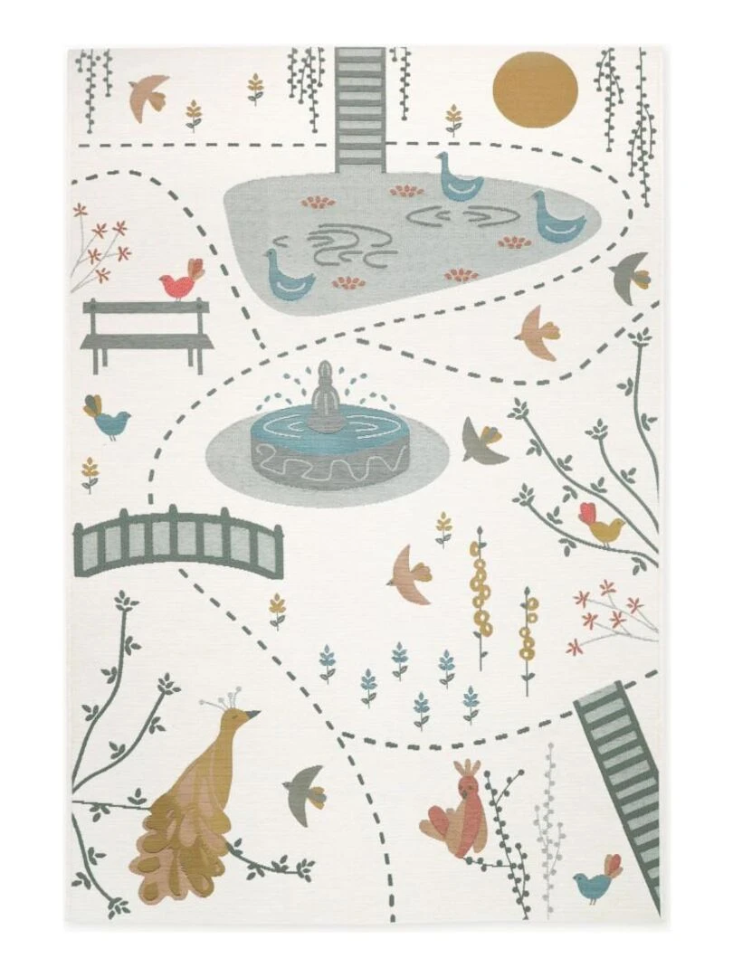 Tapis Enfant Paradis des Oiseaux par Nattiot 123 x 180 cm Nat Multicolore