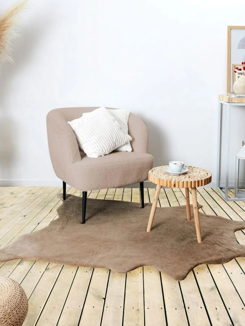 Tapis forme peau de bête imitation fourrure taupe 120x158 cm Beige