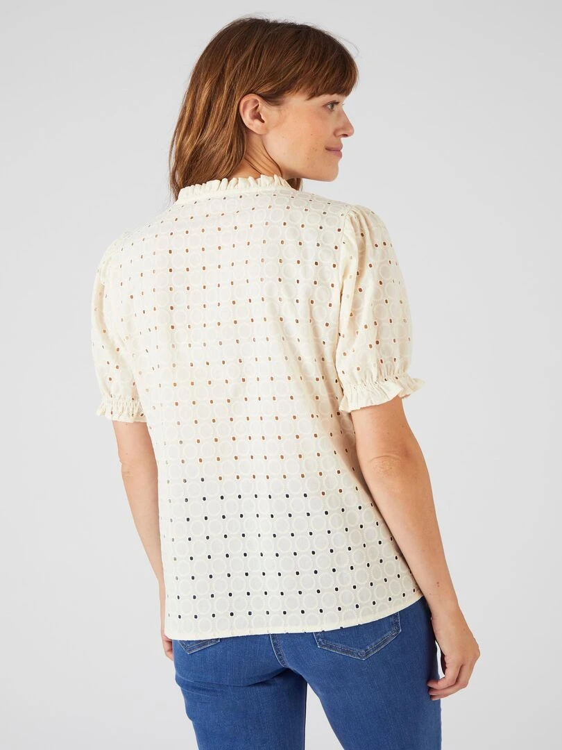 Chemisier broderie anglaise   Damart   Blanc Ecru Blanc