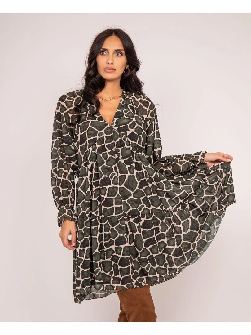 Robe courte motifs IFER Kaki