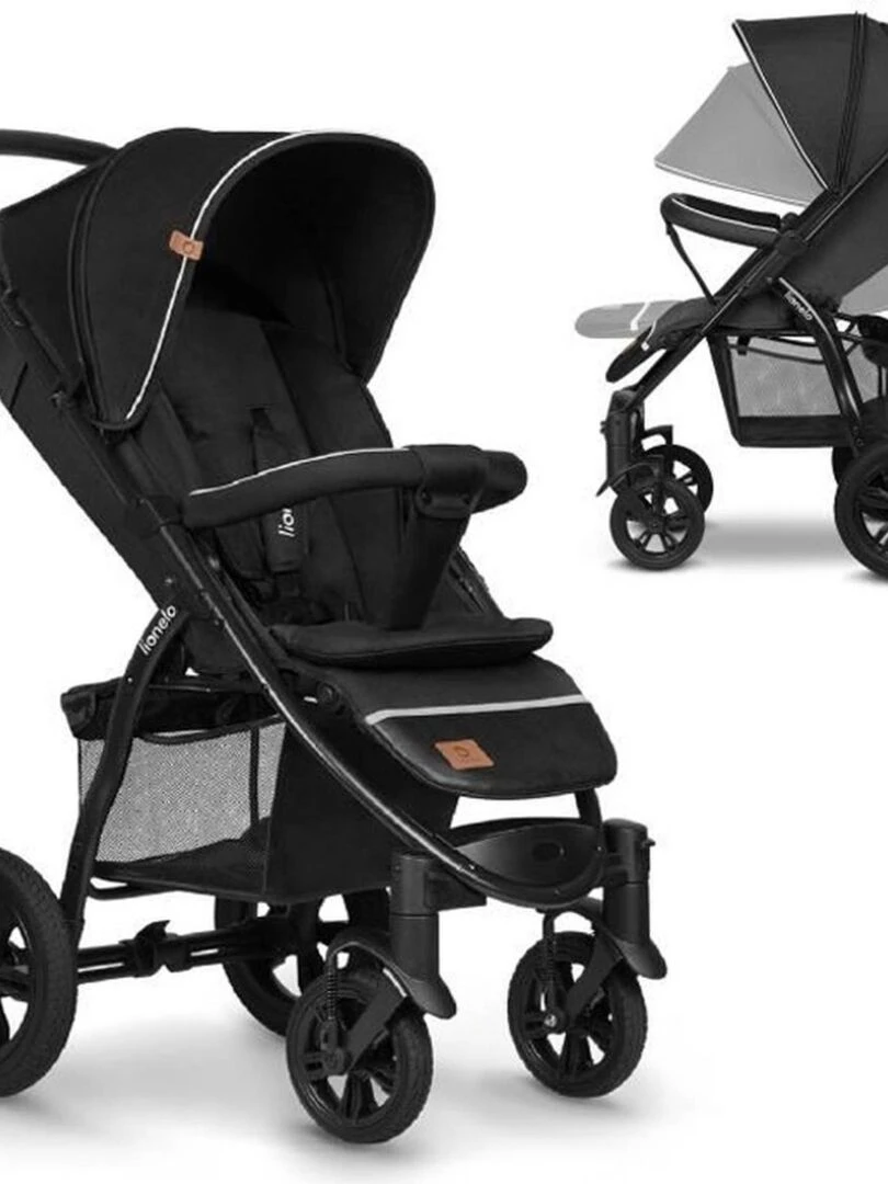 LIONELO Annet Tour Poussette canne universelle Jusqu'à 22 kg Noir Noir