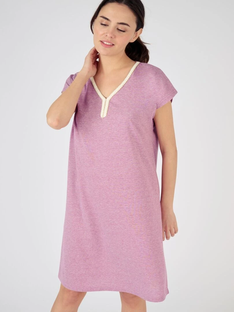 Chemise de nuit détails tressés maille jersey recyclée* Climatyl   Damart   Violet